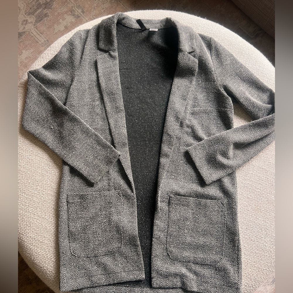 H&M Black and Gray Herringbone Blazer - Lightweight - XSmall